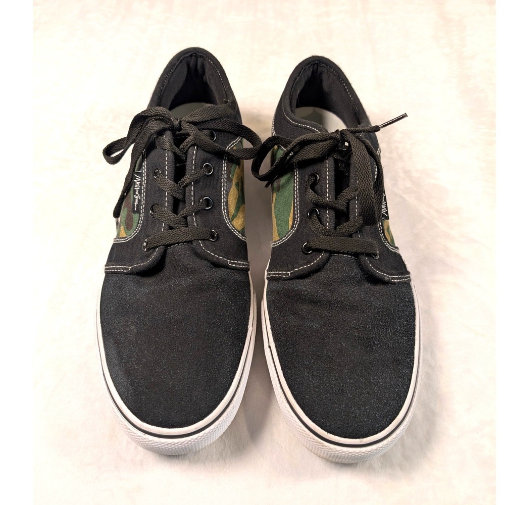 Maui and Sons Mens Camo Canvas Suede Low Top Skate Sneakers Black Green Size 12